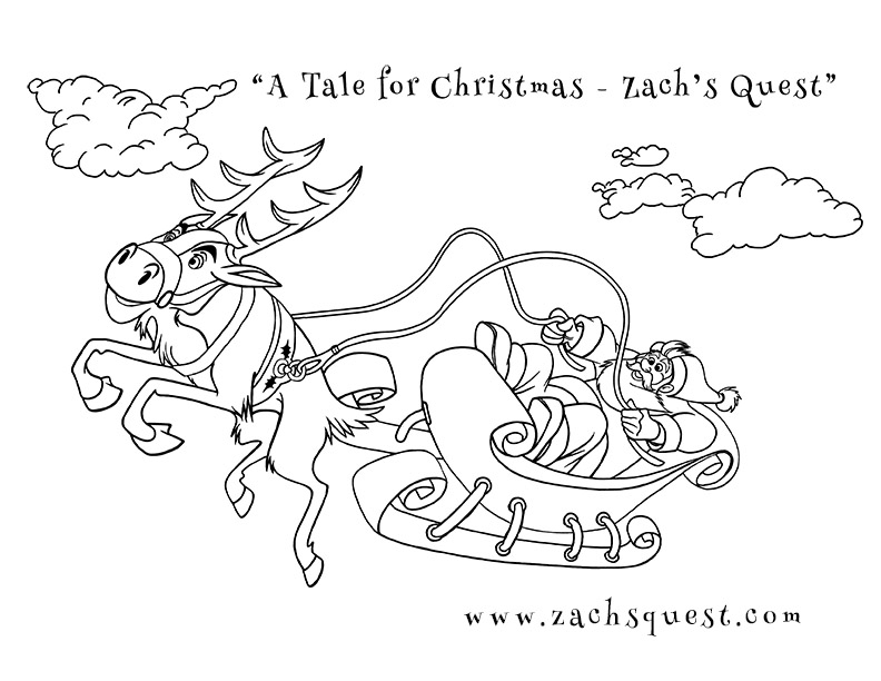 Zach's Quest - Running on the wind! Free Christmas coloring book page