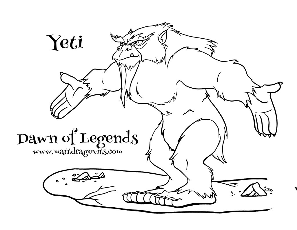 Free Yeti coloring book page - Dawn of Legends