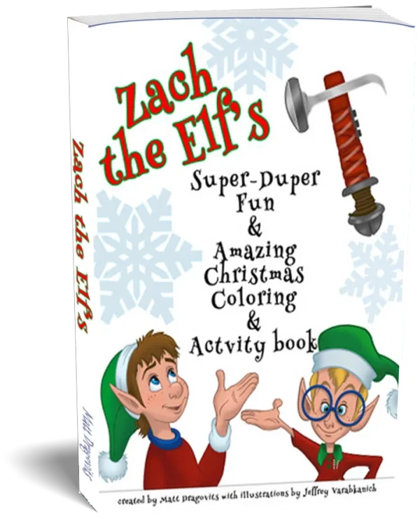 Zach the Elf Christmas coloring and activity book cover